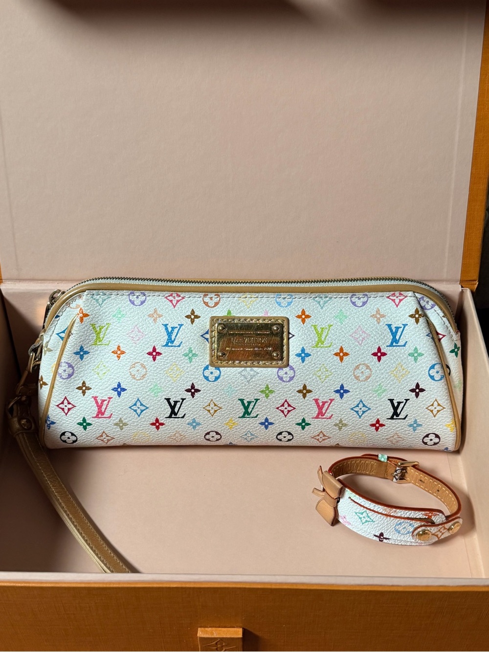 Louis Vuitton Monogram Multicolore Pochette Murakami & Matching bracelet